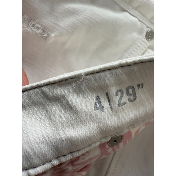 Tommy Hilfiger Sz 8 Y2k Distressed Ella Twill Slim Boyfriend Sequin Jeans White - Picture 10 of 12